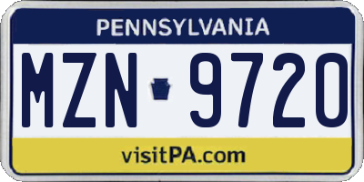PA license plate MZN9720
