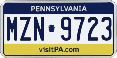 PA license plate MZN9723