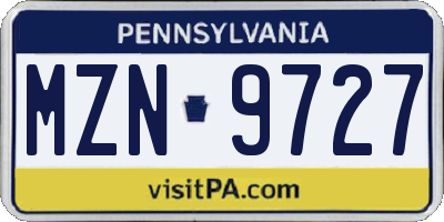 PA license plate MZN9727