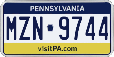 PA license plate MZN9744