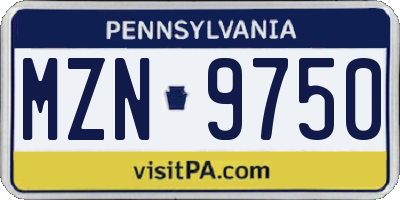 PA license plate MZN9750