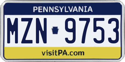 PA license plate MZN9753