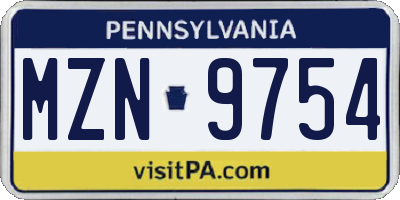 PA license plate MZN9754