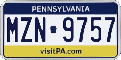PA license plate MZN9757