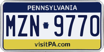 PA license plate MZN9770