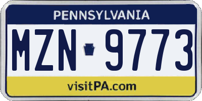 PA license plate MZN9773