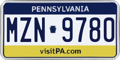 PA license plate MZN9780
