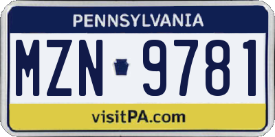 PA license plate MZN9781