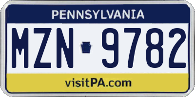 PA license plate MZN9782