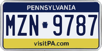 PA license plate MZN9787