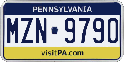 PA license plate MZN9790