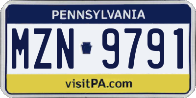 PA license plate MZN9791