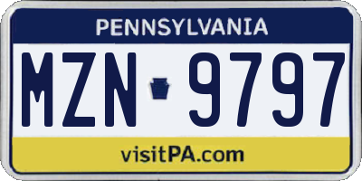 PA license plate MZN9797