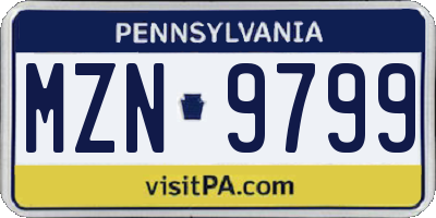 PA license plate MZN9799