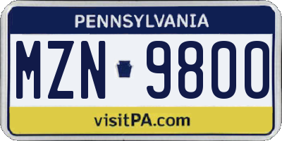 PA license plate MZN9800