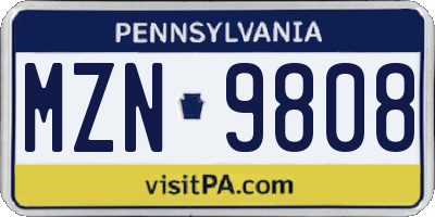 PA license plate MZN9808