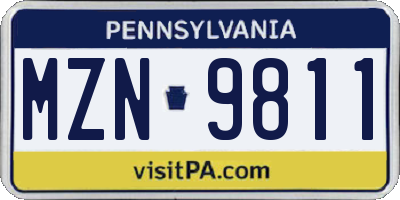 PA license plate MZN9811