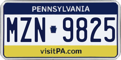 PA license plate MZN9825