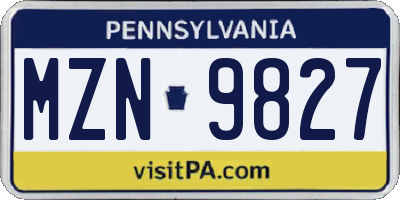 PA license plate MZN9827