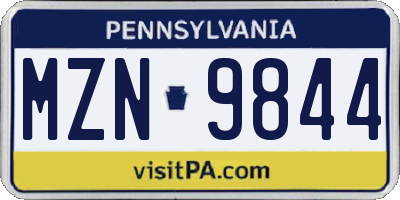 PA license plate MZN9844