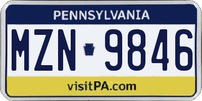 PA license plate MZN9846