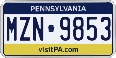 PA license plate MZN9853
