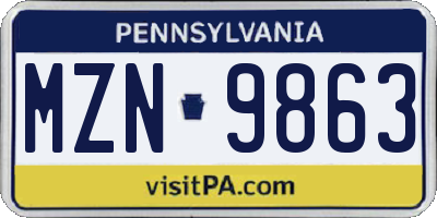 PA license plate MZN9863
