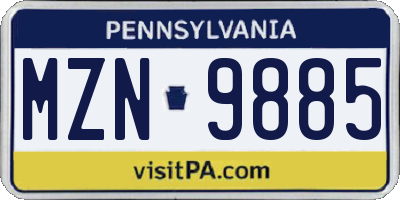 PA license plate MZN9885