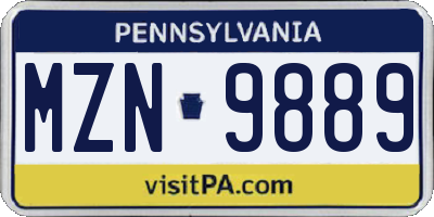 PA license plate MZN9889
