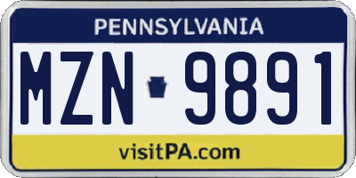 PA license plate MZN9891