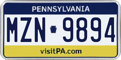 PA license plate MZN9894