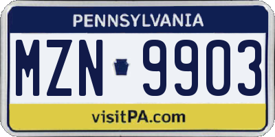 PA license plate MZN9903
