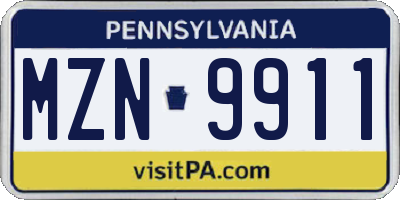 PA license plate MZN9911