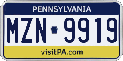 PA license plate MZN9919