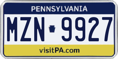PA license plate MZN9927