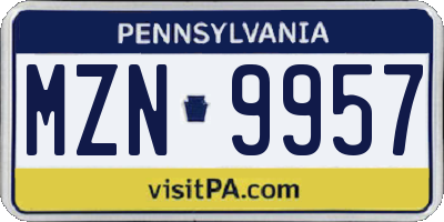 PA license plate MZN9957
