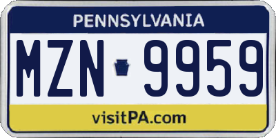 PA license plate MZN9959