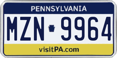 PA license plate MZN9964