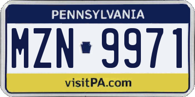 PA license plate MZN9971