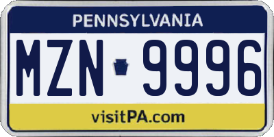 PA license plate MZN9996