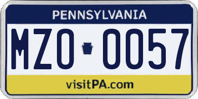 PA license plate MZO0057