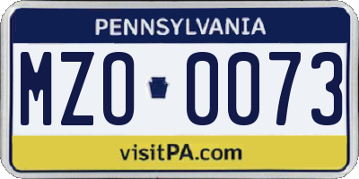 PA license plate MZO0073