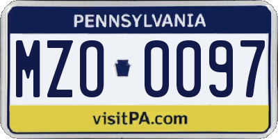 PA license plate MZO0097