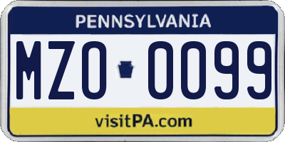 PA license plate MZO0099