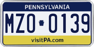 PA license plate MZO0139