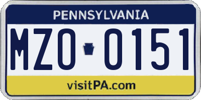 PA license plate MZO0151
