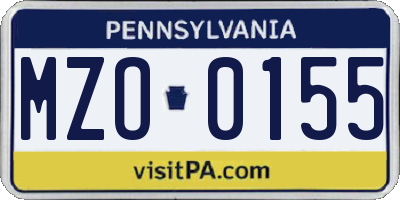 PA license plate MZO0155
