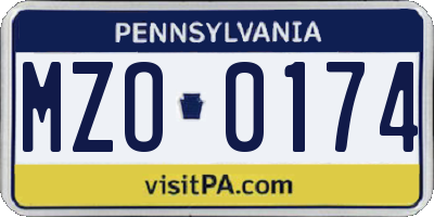 PA license plate MZO0174