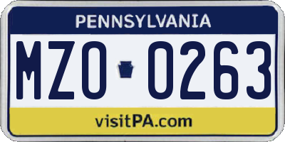 PA license plate MZO0263