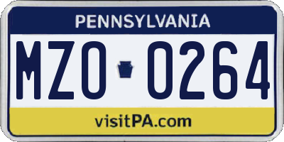 PA license plate MZO0264